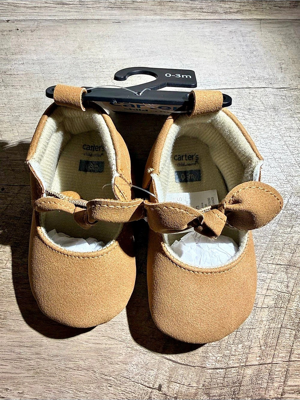 carter’s baby girl brown bow shoes